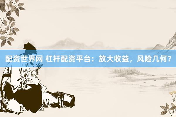 配资世界网 杠杆配资平台：放大收益，风险几何？
