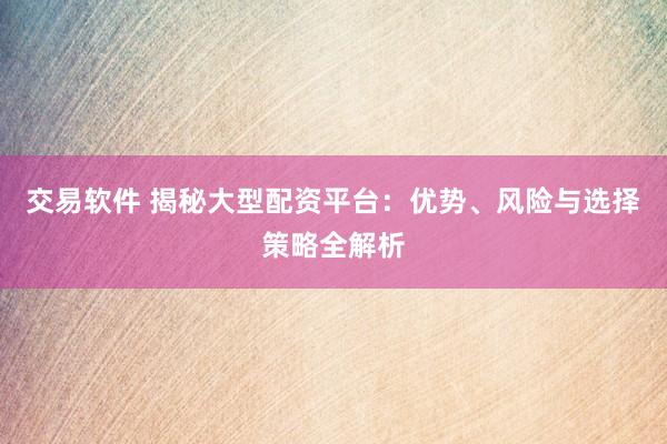 交易软件 揭秘大型配资平台：优势、风险与选择策略全解析