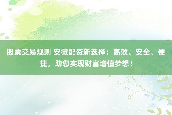 股票交易规则 安徽配资新选择：高效、安全、便捷，助您实现财富增值梦想！
