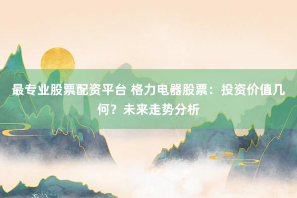 最专业股票配资平台 格力电器股票：投资价值几何？未来走势分析