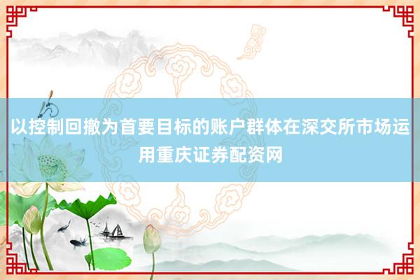 以控制回撤为首要目标的账户群体在深交所市场运用重庆证券配资网