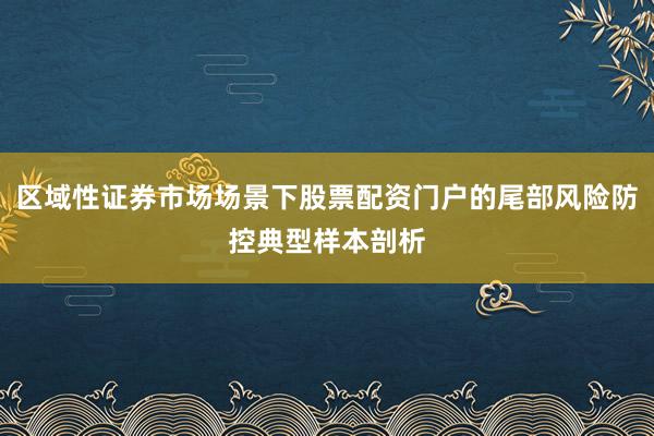 区域性证券市场场景下股票配资门户的尾部风险防控典型样本剖析
