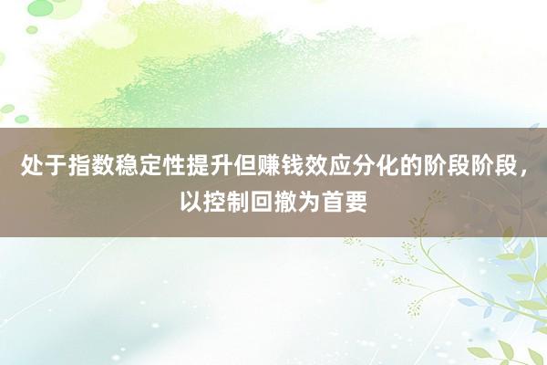 处于指数稳定性提升但赚钱效应分化的阶段阶段，以控制回撤为首要